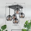 Koyoto Plafondlamp, Kogellampje 37 cm Rookkleurig, 5-lichts