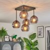 Koyoto Plafondlamp, Kogellampje 37 cm Rookkleurig, 5-lichts