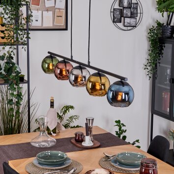 Koyoto Hanglamp, Kogellampje, Hanglamp Blauw, Chroom, Goud, Groen, Koperkleurig, Rookkleurig, 5-lichts