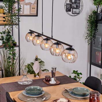 Koyoto Hanglamp, Kogellampje, Hanglamp Amber, Duidelijk, 5-lichts