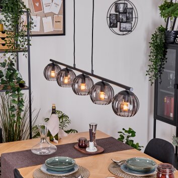Koyoto Hanglamp, Kogellampje, Hanglamp Rookkleurig, 5-lichts