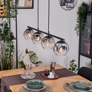 Ripoll Hanglamp, Kogellampje, Hanglamp Duidelijk, Rookkleurig, 4-lichts