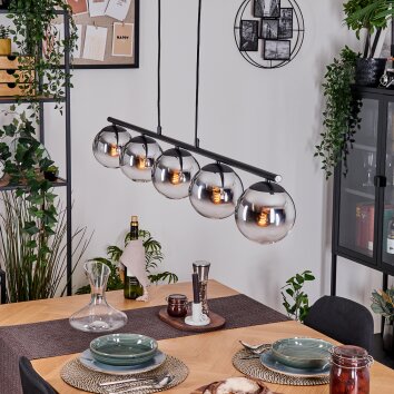 Gastor Hanglamp, Kogellampje, Hanglamp Chroom, Duidelijk, Rookkleurig, 5-lichts