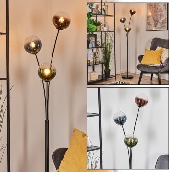 Gastor Kogellampje, Staande lamp Blauw, Groen, Duidelijk, Koperkleurig, 3-lichts