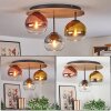 Koyoto Plafondlamp, Kogellampje 40 cm Bruin, houtlook, Zwart, 3-lichts