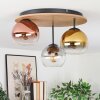 Koyoto Plafondlamp, Kogellampje 40 cm Bruin, houtlook, Zwart, 3-lichts