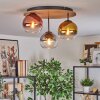Koyoto Plafondlamp, Kogellampje 40 cm Bruin, houtlook, Zwart, 3-lichts