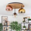 Koyoto Plafondlamp, Kogellampje 40 cm Bruin, houtlook, Zwart, 3-lichts