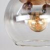 Koyoto Plafondlamp, Kogellampje 40 cm Bruin, houtlook, Zwart, 3-lichts