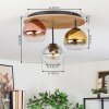 Koyoto Plafondlamp, Kogellampje 40 cm Bruin, houtlook, Zwart, 3-lichts