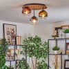 Koyoto Plafondlamp, Kogellampje 40 cm Bruin, houtlook, Zwart, 3-lichts