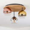 Koyoto Plafondlamp, Kogellampje 40 cm Bruin, houtlook, Zwart, 3-lichts