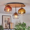 Koyoto Plafondlamp, Kogellampje 40 cm Bruin, houtlook, Zwart, 3-lichts