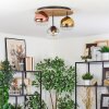 Koyoto Plafondlamp, Kogellampje 40 cm Bruin, houtlook, Zwart, 3-lichts