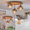 Ripoll Plafondlamp, Kogellampje Bruin, houtlook, Zwart, 3-lichts