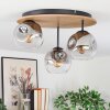 Ripoll Plafondlamp, Kogellampje Bruin, houtlook, Zwart, 3-lichts