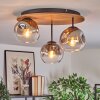 Ripoll Plafondlamp, Kogellampje Bruin, houtlook, Zwart, 3-lichts