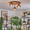 Ripoll Plafondlamp, Kogellampje Bruin, houtlook, Zwart, 3-lichts