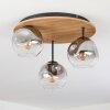Ripoll Plafondlamp, Kogellampje Bruin, houtlook, Zwart, 3-lichts