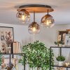 Ripoll Plafondlamp, Kogellampje Bruin, houtlook, Zwart, 3-lichts