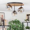 Ripoll Plafondlamp, Kogellampje Bruin, houtlook, Zwart, 3-lichts