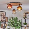 Koyoto Plafondlamp, Kogellampje 40 cm Bruin, houtlook, Zwart, 3-lichts