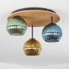 Koyoto Plafondlamp, Kogellampje Bruin, houtlook, Zwart, 3-lichts