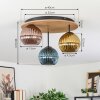 Koyoto Plafondlamp, Kogellampje 40 cm Bruin, houtlook, Zwart, 3-lichts