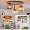 Ripoll Plafondlamp, Kogellampje Bruin, houtlook, Zwart, 3-lichts