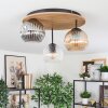 Ripoll Plafondlamp, Kogellampje Bruin, houtlook, Zwart, 3-lichts