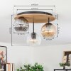 Ripoll Plafondlamp, Kogellampje Bruin, houtlook, Zwart, 3-lichts
