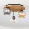 Ripoll Plafondlamp, Kogellampje Bruin, houtlook, Zwart, 3-lichts