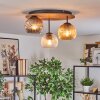 Ripoll Plafondlamp, Kogellampje Bruin, houtlook, Zwart, 3-lichts