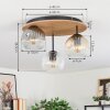 Ripoll Plafondlamp, Kogellampje Bruin, houtlook, Zwart, 3-lichts