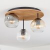 Ripoll Plafondlamp, Kogellampje Bruin, houtlook, Zwart, 3-lichts