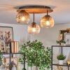 Ripoll Plafondlamp, Kogellampje Bruin, houtlook, Zwart, 3-lichts