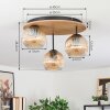 Ripoll Plafondlamp, Kogellampje Bruin, houtlook, Zwart, 3-lichts
