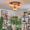 Ripoll Plafondlamp, Kogellampje Bruin, houtlook, Zwart, 3-lichts