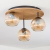 Ripoll Plafondlamp, Kogellampje Bruin, houtlook, Zwart, 3-lichts