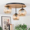 Ripoll Plafondlamp, Kogellampje Bruin, houtlook, Zwart, 3-lichts