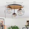 Ripoll Plafondlamp, Kogellampje Bruin, houtlook, Zwart, 3-lichts
