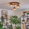 Ripoll Plafondlamp, Kogellampje Bruin, houtlook, Zwart, 3-lichts