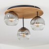 Ripoll Plafondlamp, Kogellampje Bruin, houtlook, Zwart, 3-lichts