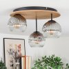 Ripoll Plafondlamp, Kogellampje Bruin, houtlook, Zwart, 3-lichts