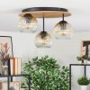 Ripoll Plafondlamp, Kogellampje Bruin, houtlook, Zwart, 3-lichts