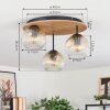 Ripoll Plafondlamp, Kogellampje Bruin, houtlook, Zwart, 3-lichts