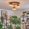 Ripoll Plafondlamp, Kogellampje Bruin, houtlook, Zwart, 3-lichts