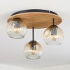 Ripoll Plafondlamp, Kogellampje Bruin, houtlook, Zwart, 3-lichts