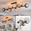 Koyoto Plafondlamp, Kogellampje Amber, Duidelijk, Rookkleurig, 10-lichts