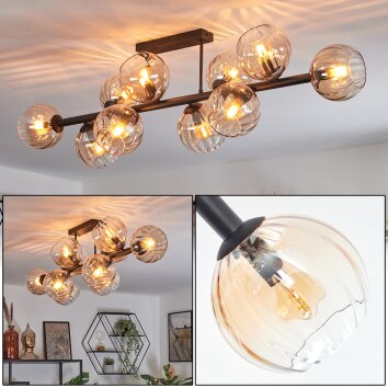 Koyoto Plafondlamp, Kogellampje Amber, Duidelijk, 10-lichts